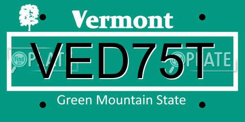 VED75T Vermont License Plate