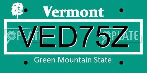VED75Z Vermont License Plate