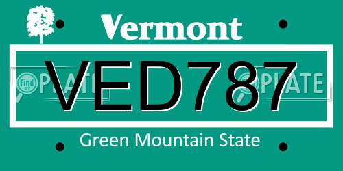 VED787 Vermont License Plate