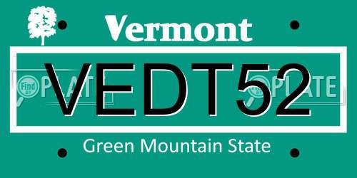 VEDT52 Vermont License Plate