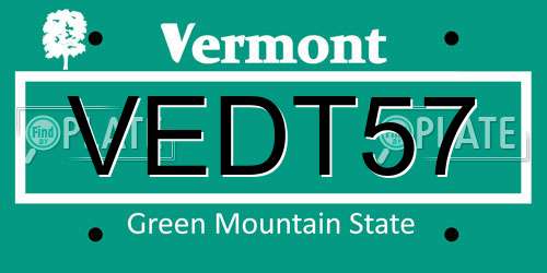 VEDT57 Vermont License Plate