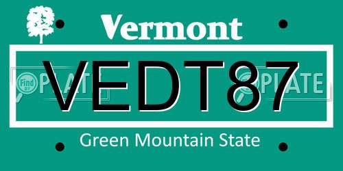 VEDT87 Vermont License Plate