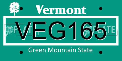 VEG165 Vermont License Plate