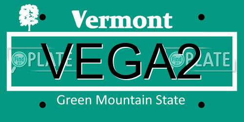 VEGA2 Vermont License Plate