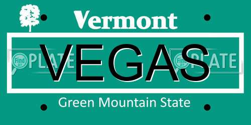 VEGAS Vermont License Plate