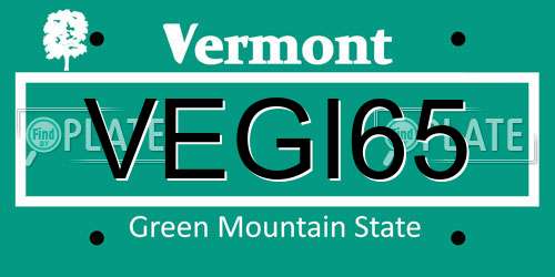 VEGI65 Vermont License Plate