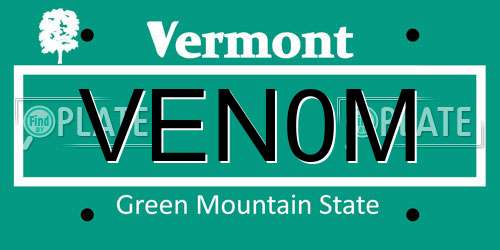 VEN0M Vermont License Plate