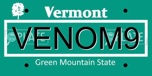 VENOM9 Vermont License Plate