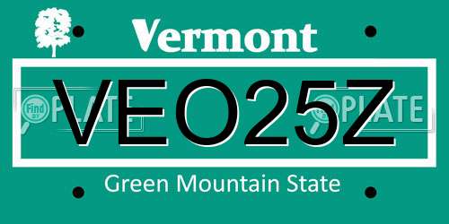 VEO25Z Vermont License Plate