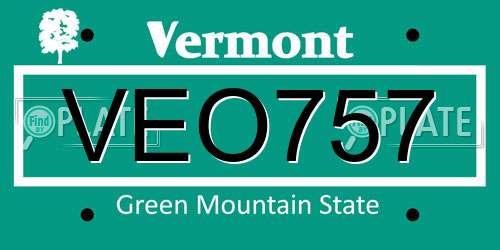 VEO757 Vermont License Plate