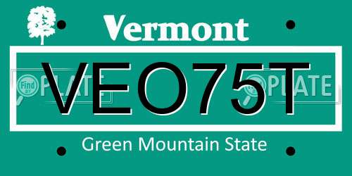 VEO75T Vermont License Plate