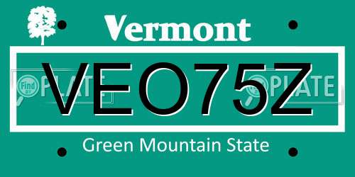 VEO75Z Vermont License Plate