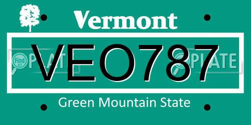 VEO787 Vermont License Plate