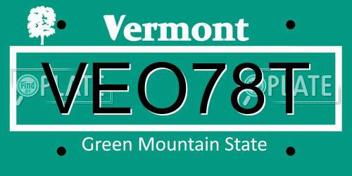 VEO78T Vermont License Plate