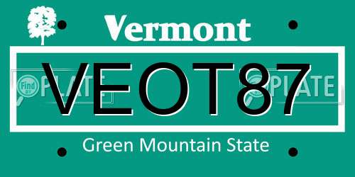 VEOT87 Vermont License Plate