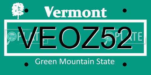 VEOZ52 Vermont License Plate
