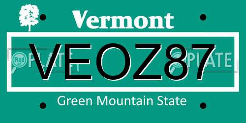 VEOZ87 Vermont License Plate