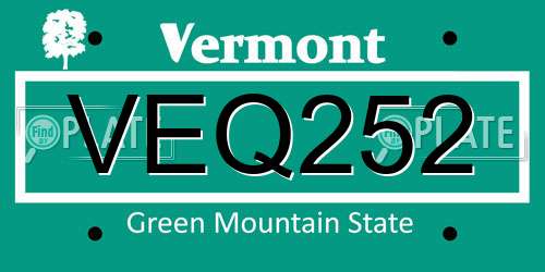 VEQ252 Vermont License Plate