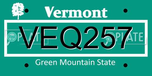 VEQ257 Vermont License Plate