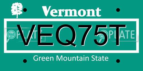 VEQ75T Vermont License Plate