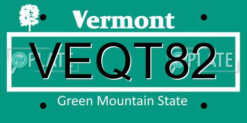 VEQT82 Vermont License Plate