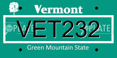 VET232 Vermont License Plate