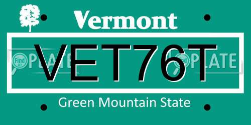 VET76T Vermont License Plate