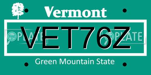VET76Z Vermont License Plate