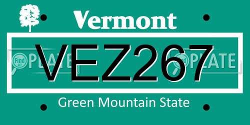 VEZ267 Vermont License Plate