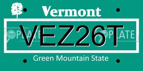 VEZ26T Vermont License Plate
