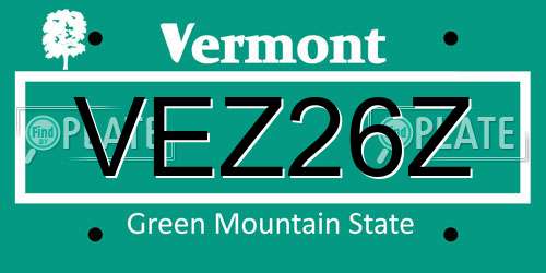 VEZ26Z Vermont License Plate