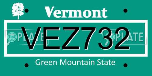 VEZ732 Vermont License Plate