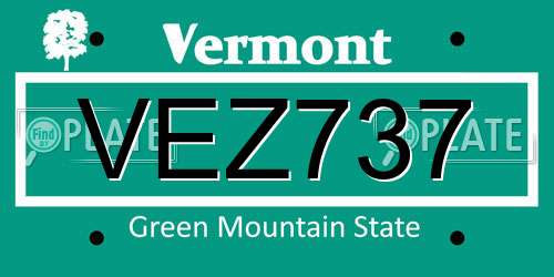 VEZ737 Vermont License Plate