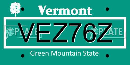 VEZ76Z Vermont License Plate
