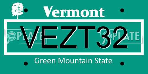 VEZT32 Vermont License Plate