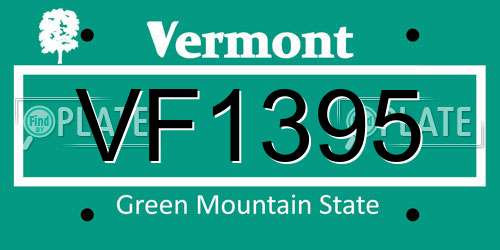 VF1395 Vermont License Plate