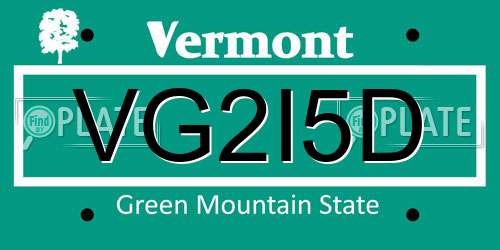 VG2I5D Vermont License Plate