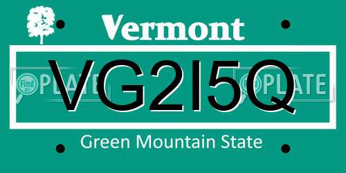 VG2I5Q Vermont License Plate