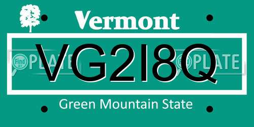 VG2I8Q Vermont License Plate