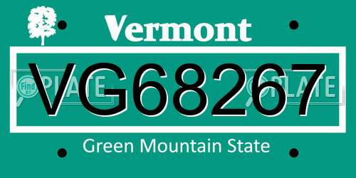 VG68267 Vermont License Plate
