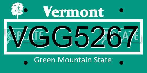 VGG5267 Vermont License Plate