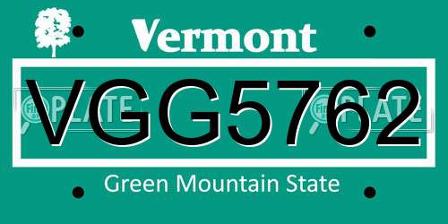 VGG5762 Vermont License Plate