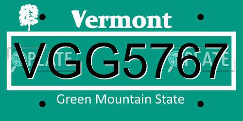 VGG5767 Vermont License Plate