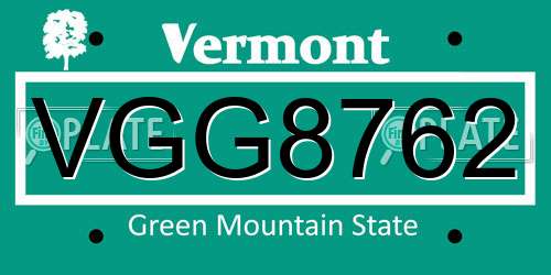VGG8762 Vermont License Plate