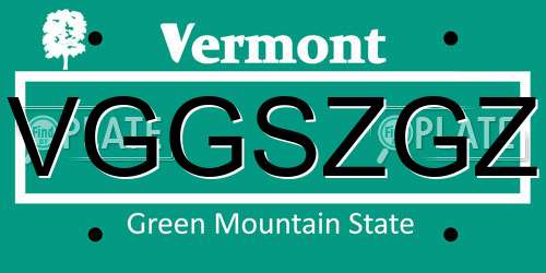 VGGSZGZ Vermont License Plate