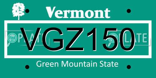VGZ150 Vermont License Plate