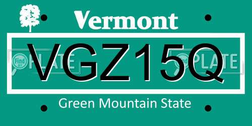 VGZ15Q Vermont License Plate