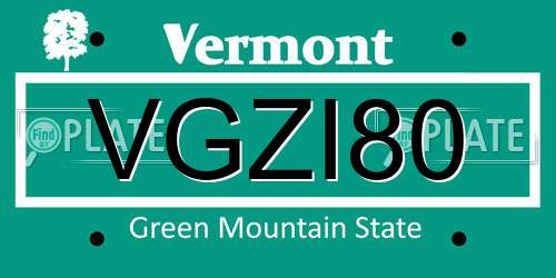 VGZI80 Vermont License Plate