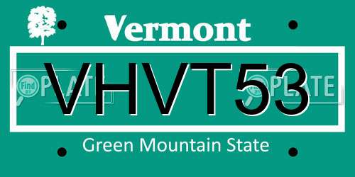 VHVT53 Vermont License Plate