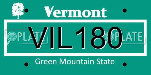 VIL180 Vermont License Plate